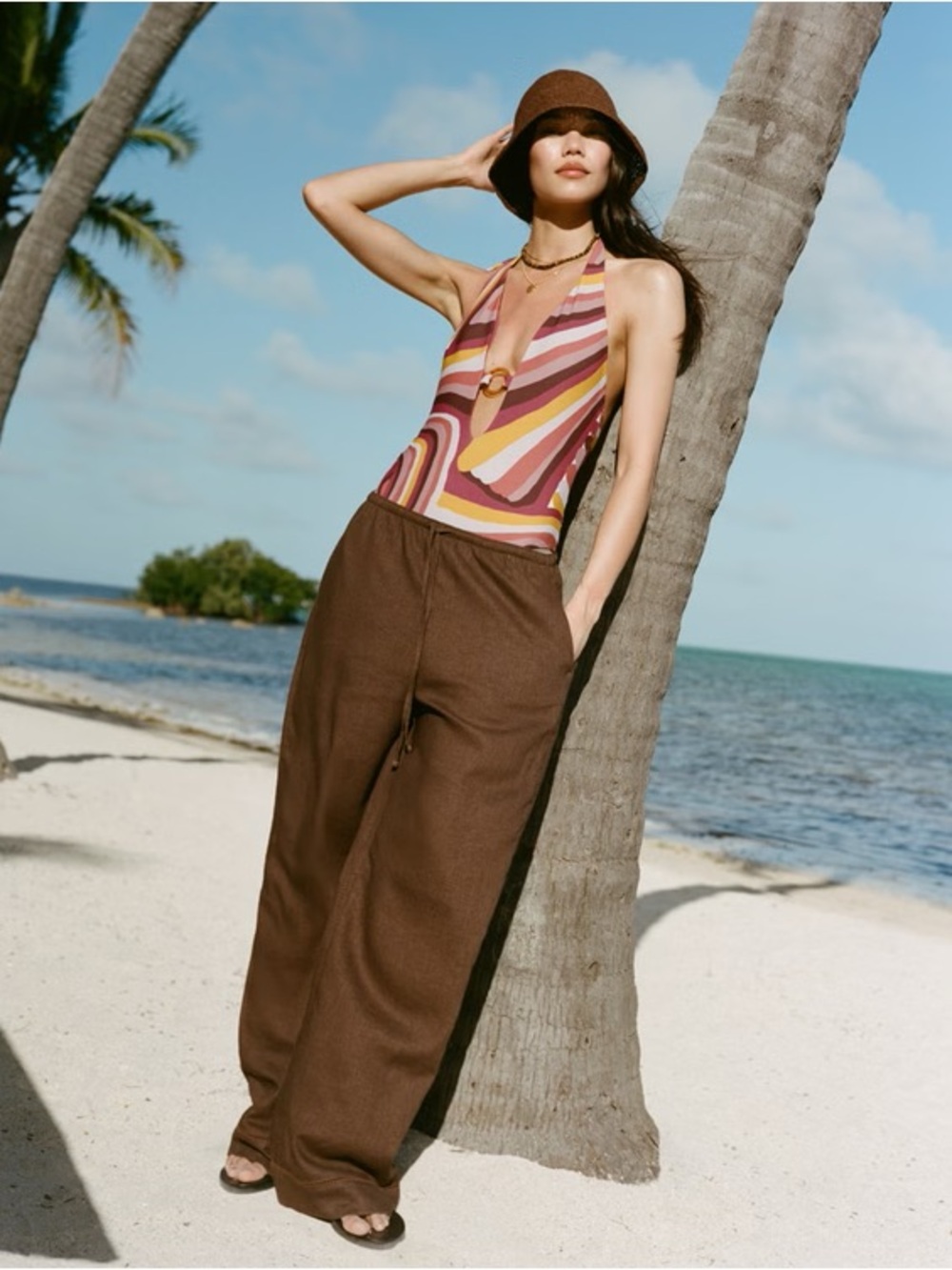 Abercrombie Gemma Linen Blend Pull-On Pants